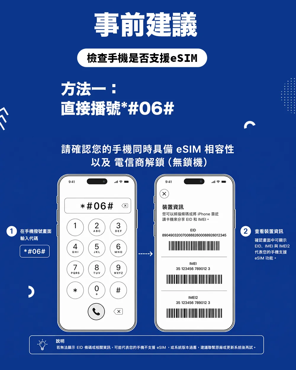 方法一:撥號 *#06#
